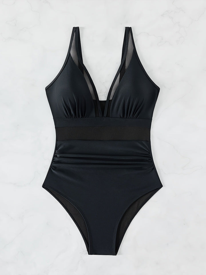Stilla | Seksowna Monokini Ensfarvet Badedragt Med V-Hals Og Aftagelige Puder