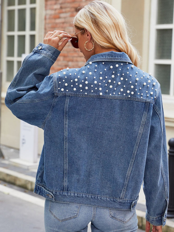 Stilla | Detaljeret Krave Langærmet Denim Jakke