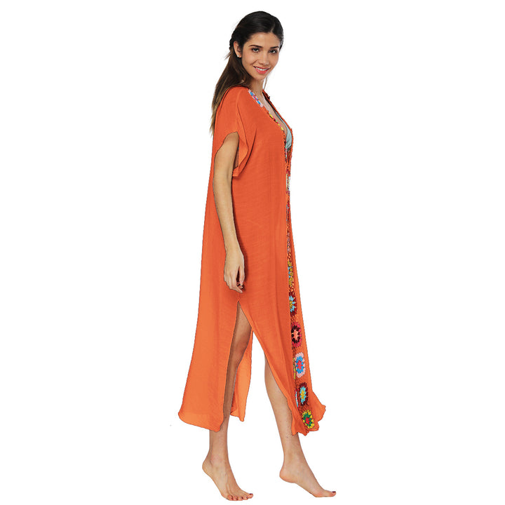 Femme Elegante Broderet Strand Kaftan Stilla