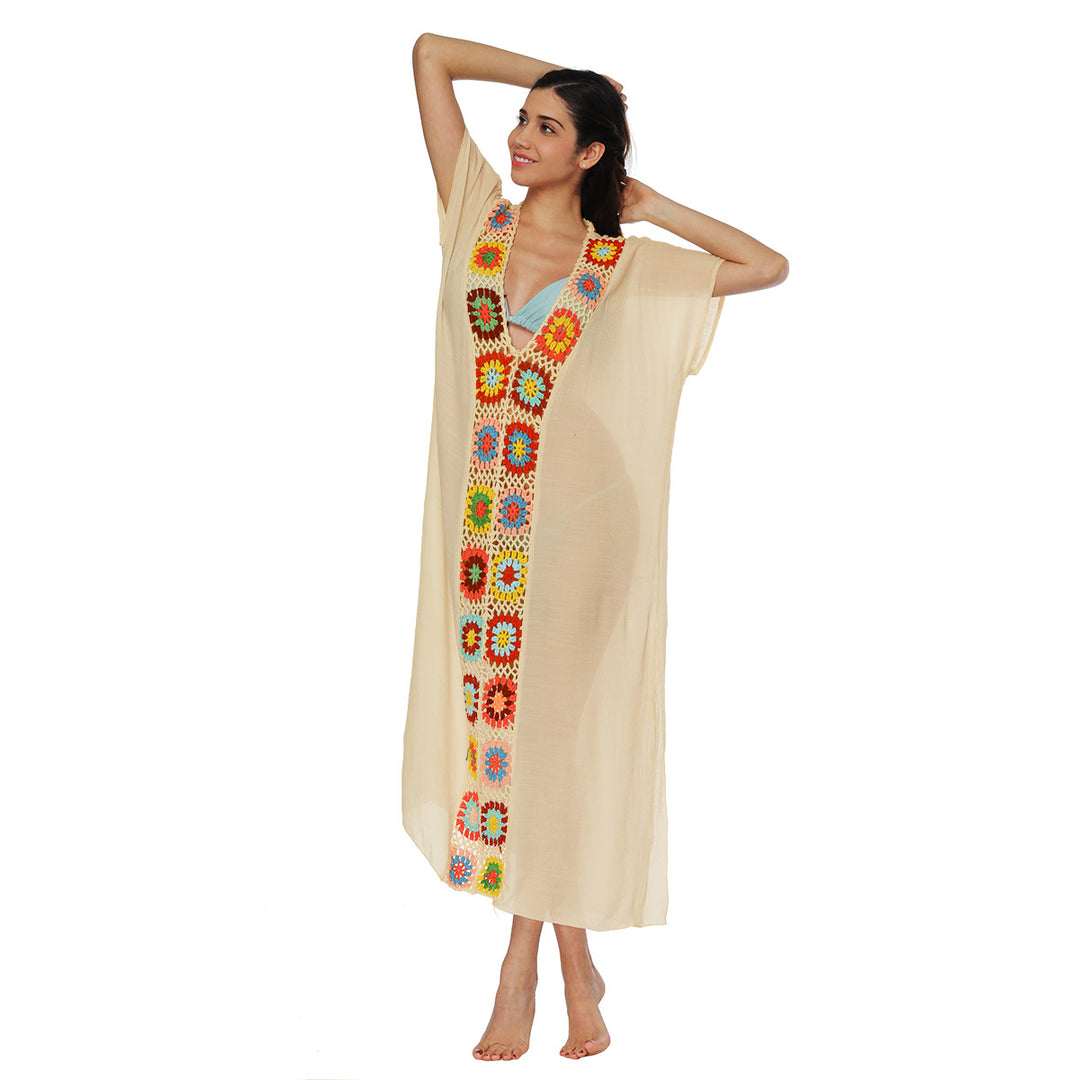 Femme Elegante Broderet Strand Kaftan Stilla