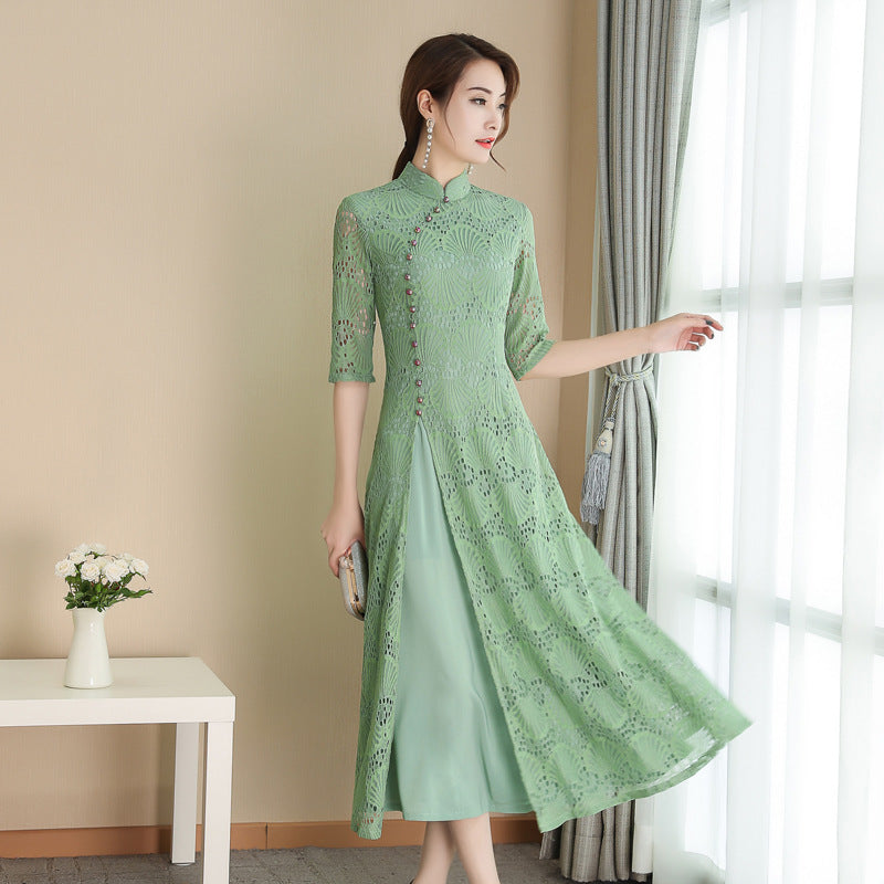Stilla | Lace-Qipao Sommer Pigens Daglige Kjole