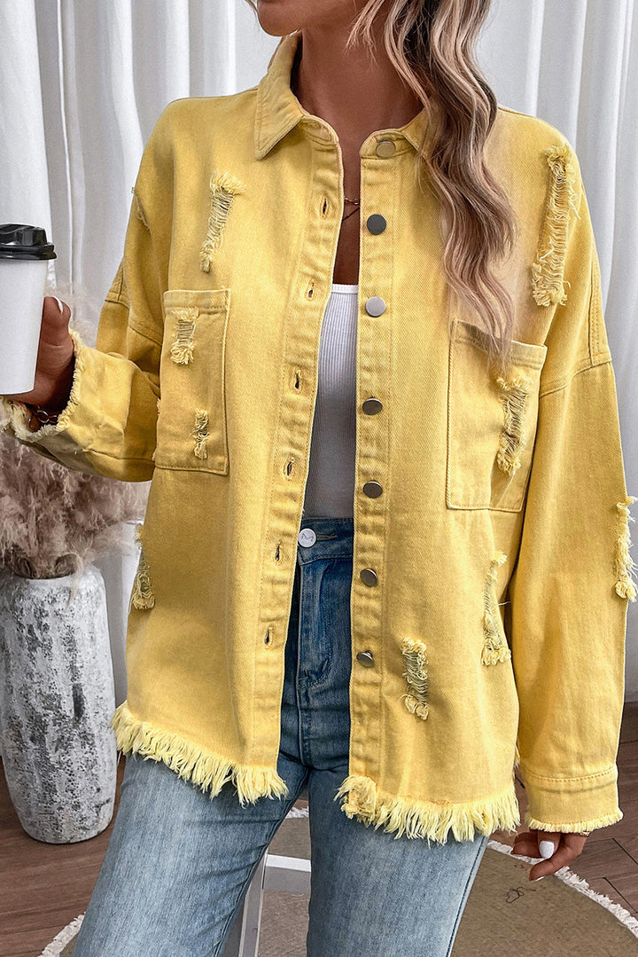 Stilla | Knapperup Rå Kant Denimjakke