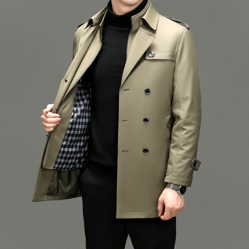 Stilla | Herrens dobbeltbrystet trenchcoat