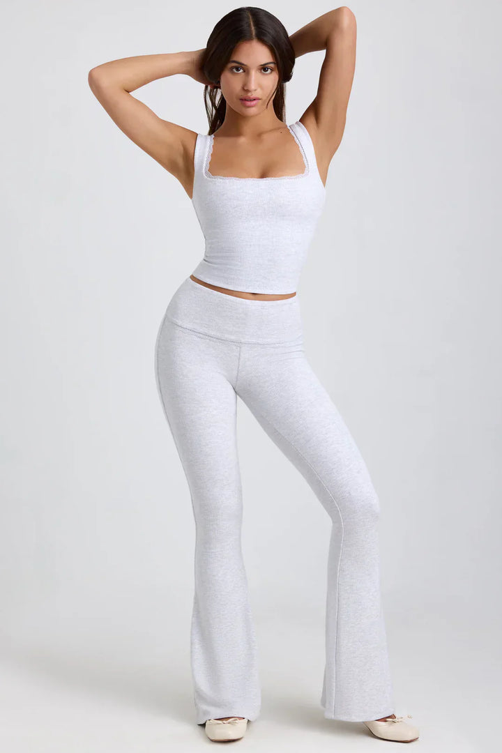 Stilla | Ribbet Modal Mid Rise Blusset Top Og Bukser