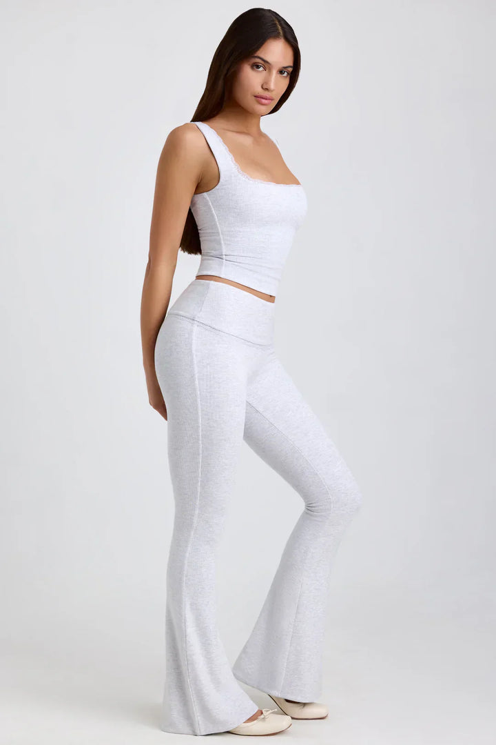Stilla | Ribbet Modal Mid Rise Blusset Top Og Bukser