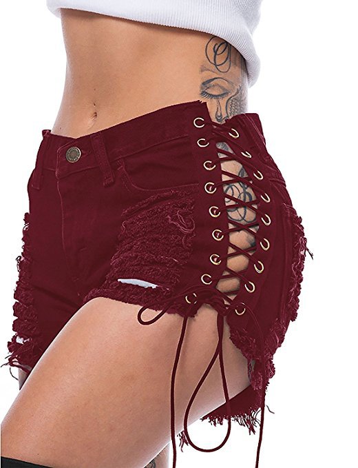 Dame Fashion Shorts med sideløsning og afslappede frynser Stilla