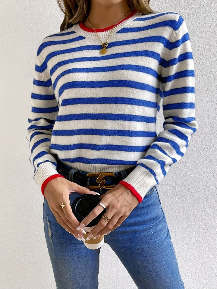 Stilla | Rundhals sweater med stribemønster
