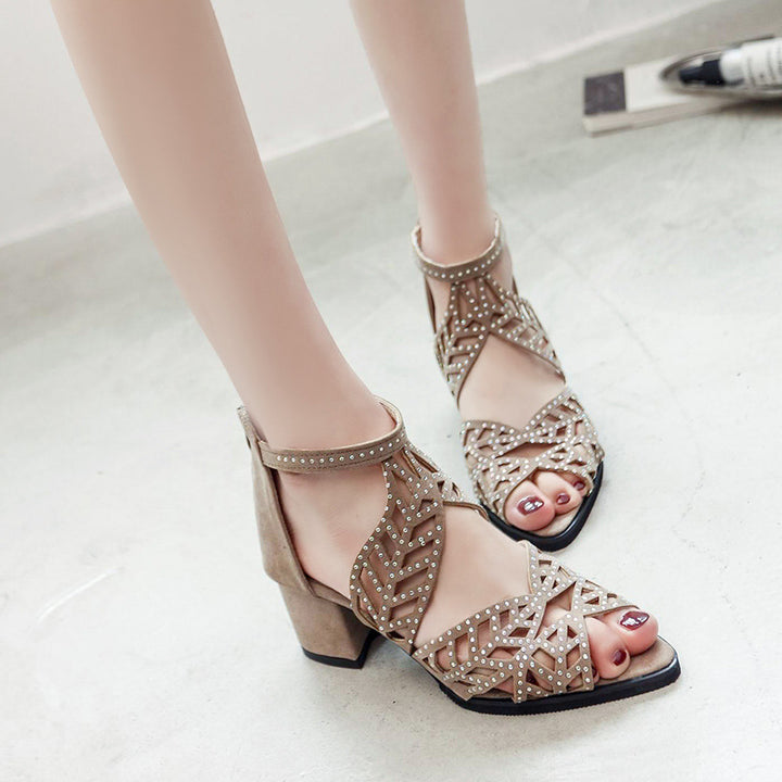 Dame High-Heel Sandaler med fashionable Cut-Out-design og glitrende accenter Stilla