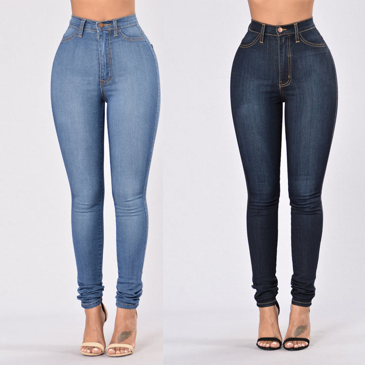 Dame højtaljede skinny jeans i kropsnær stil med strækbart materiale Stilla