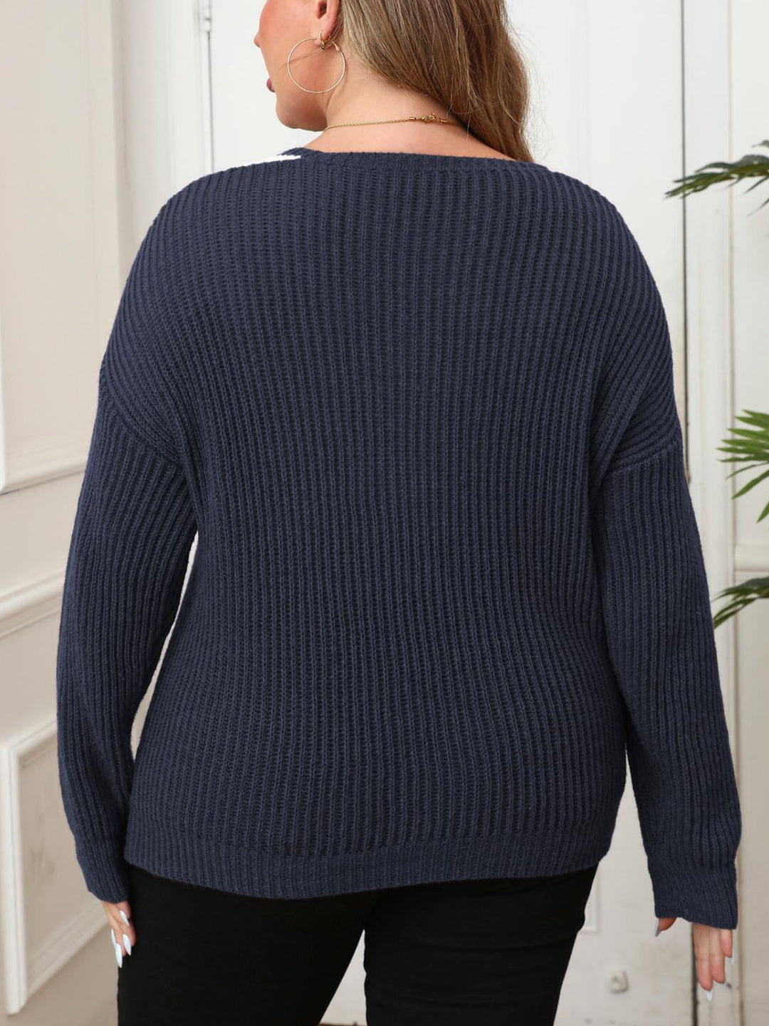 Stilla | Pullover Størrelse med lange ærmer og kontrasterende sænkede skuldre