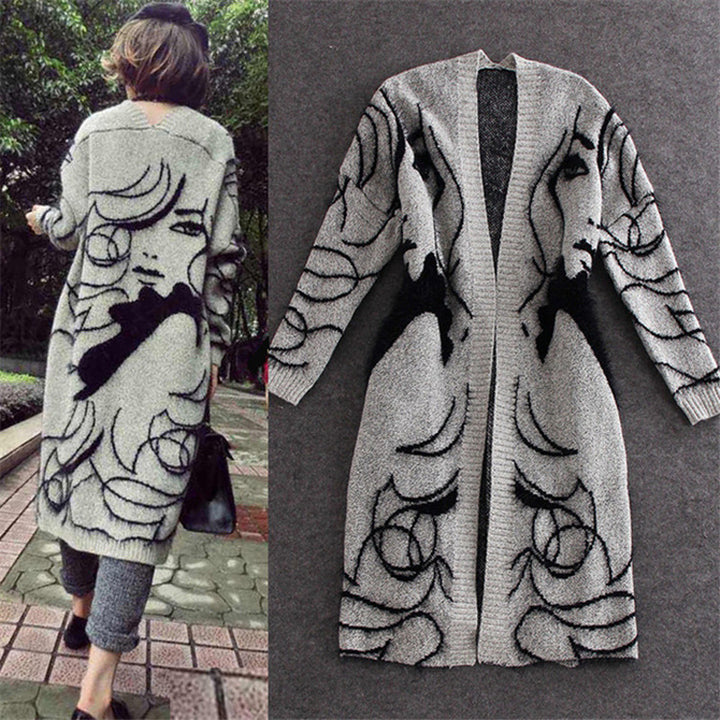 Femme Kunstnerisk Grafik Strikjakke Stilla