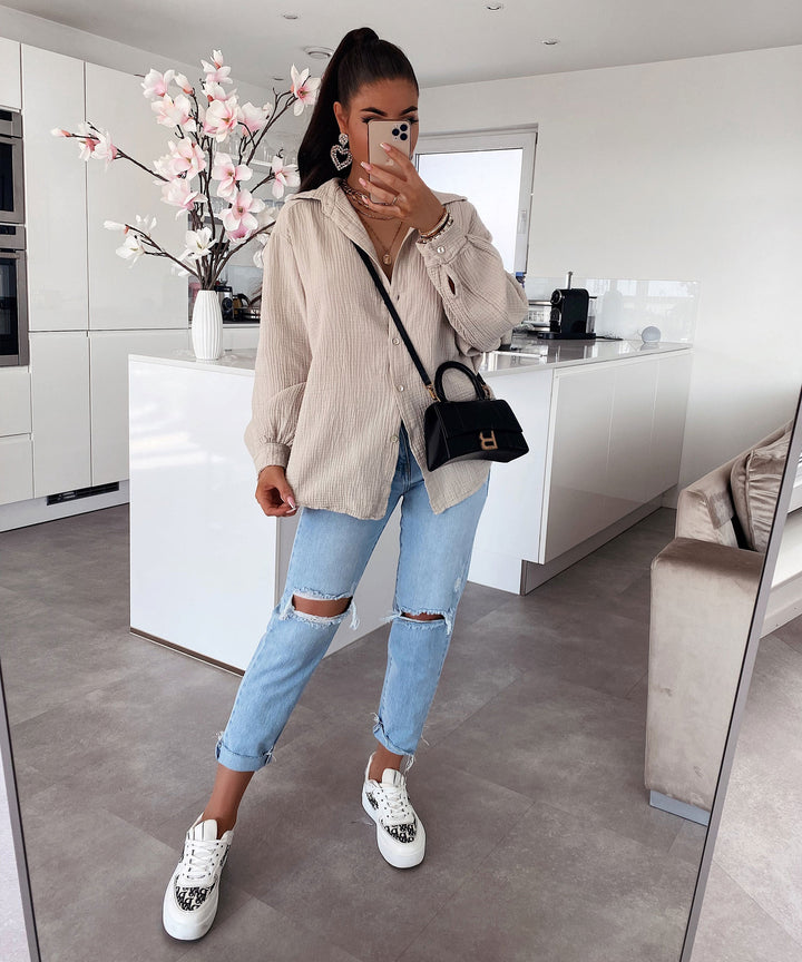 Stilla | Let Musselin Bluse Beige