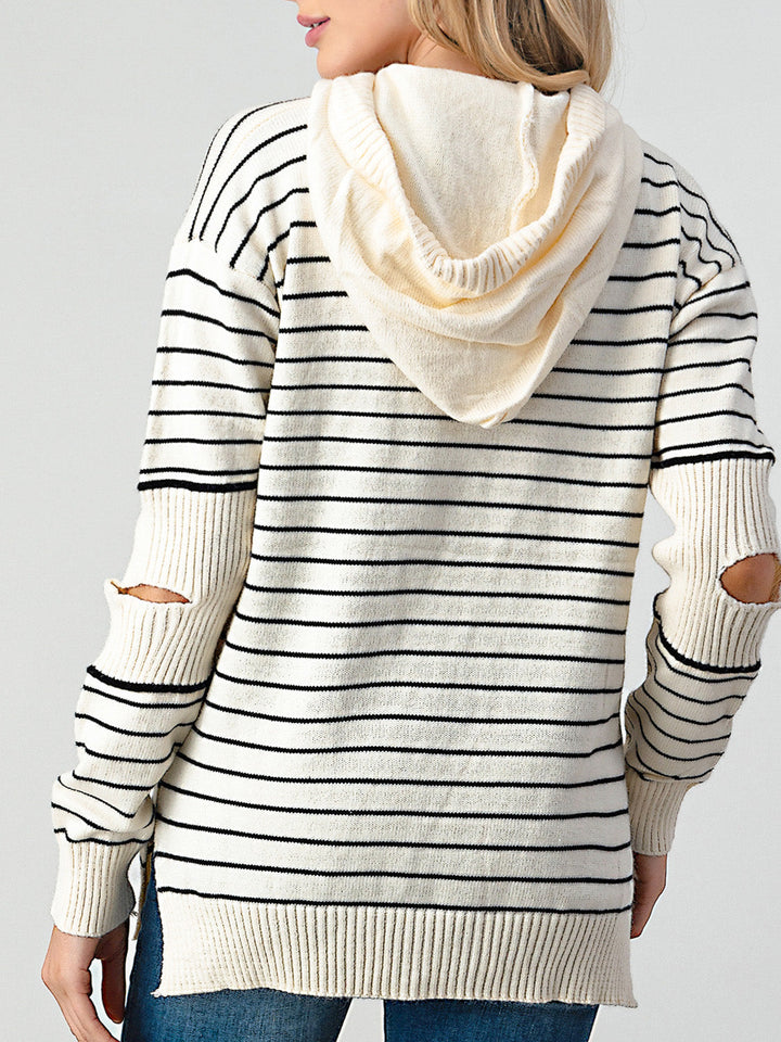 Stilla | Skinnende Stribet Pullover Med Uddrag