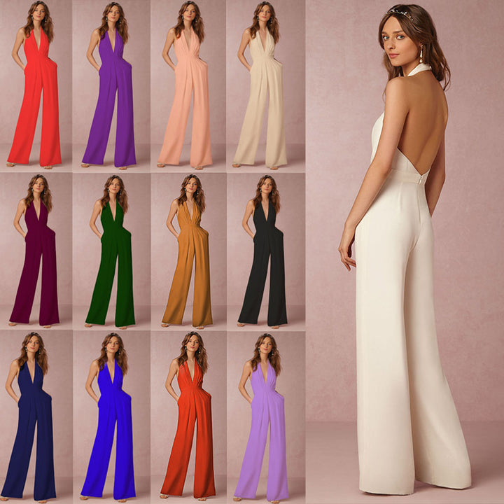 Dame off-shoulder jumpsuit med elegant rygudskæring og bredt ben Stilla