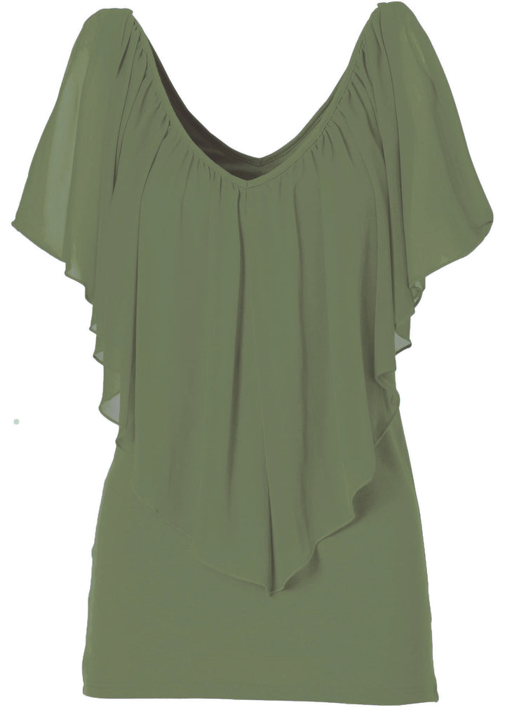 Dame Chiffon-overlay-bluse Stilla