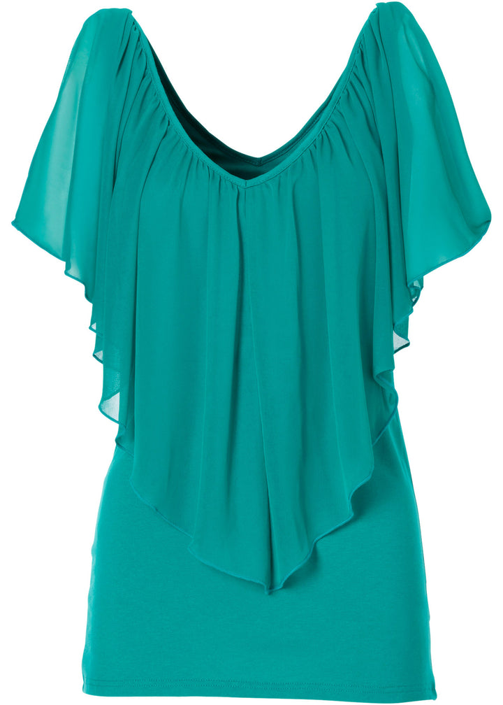 Dame Chiffon-overlay-bluse Stilla