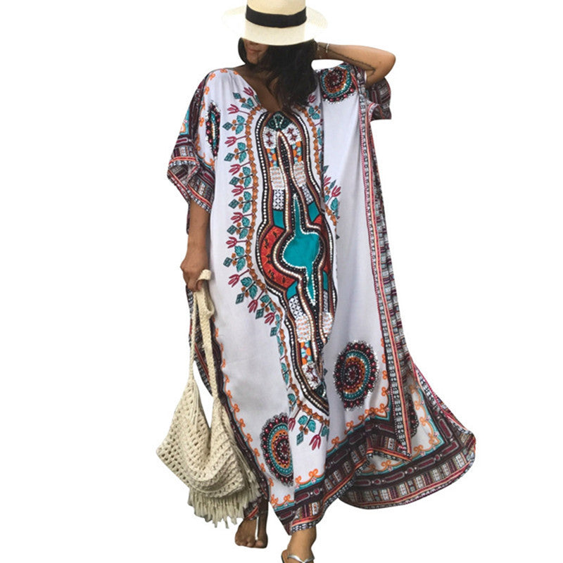 Dame Oversize Kaftan med livlige broderier Stilla