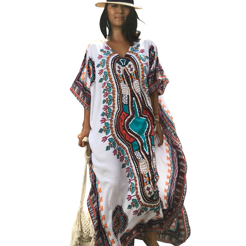 Dame Oversize Kaftan med livlige broderier Stilla