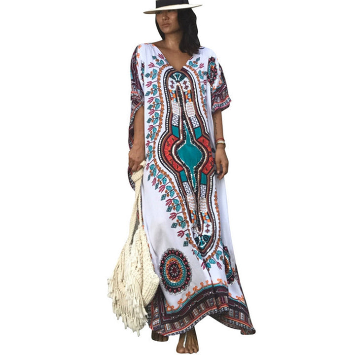 Dame Oversize Kaftan med livlige broderier Stilla