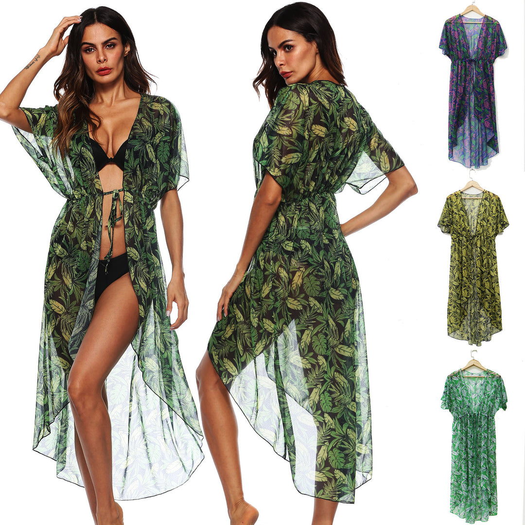 Dame Blomsterprint Transparent Strandovertræk Robe Stilla