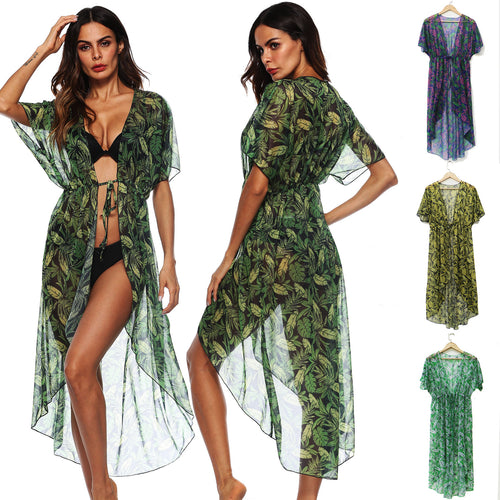 Dame Blomsterprint Transparent Strandovertræk Robe Stilla