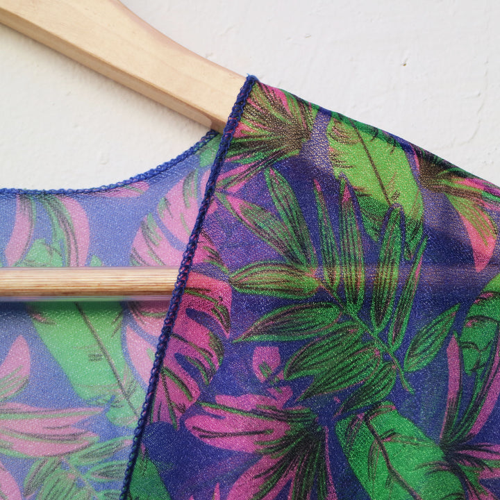 Damer let strand-kimono med blomsterprint og elastisk talje Stilla
