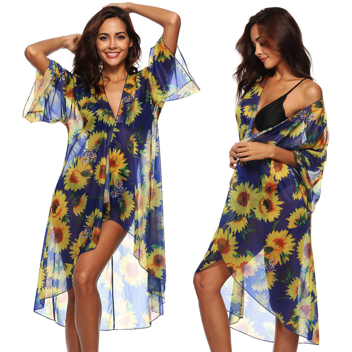 Dame blomster mønster strandovertræk kimono Stilla