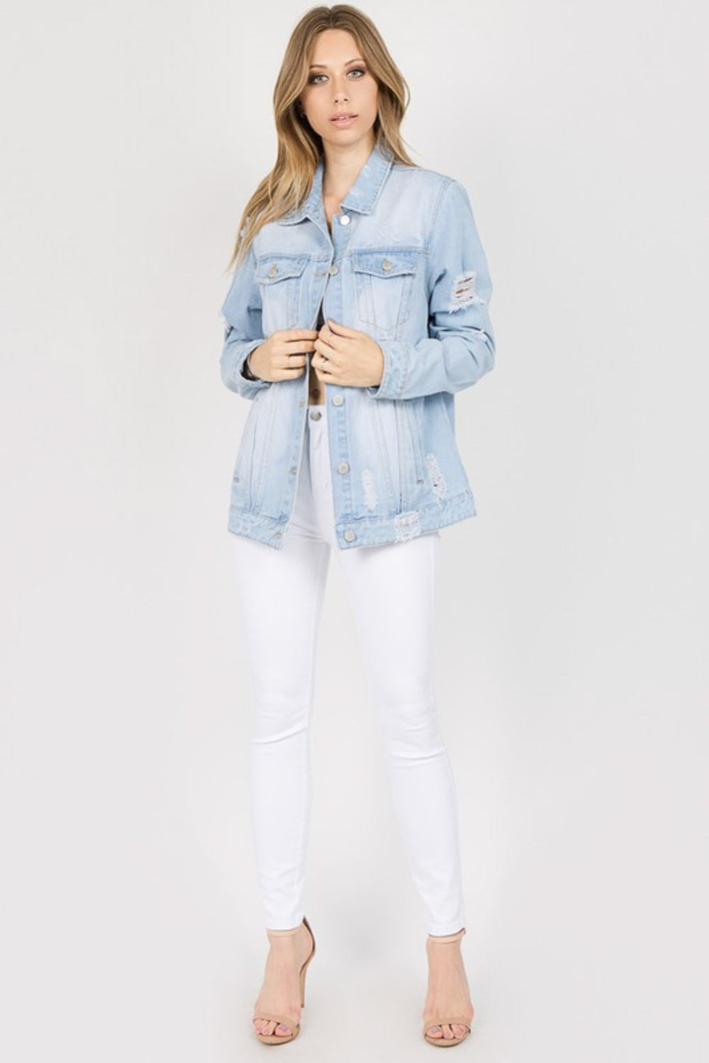 Stilla | Bazi Bogmærke Patcher Slidt Denim Jakke