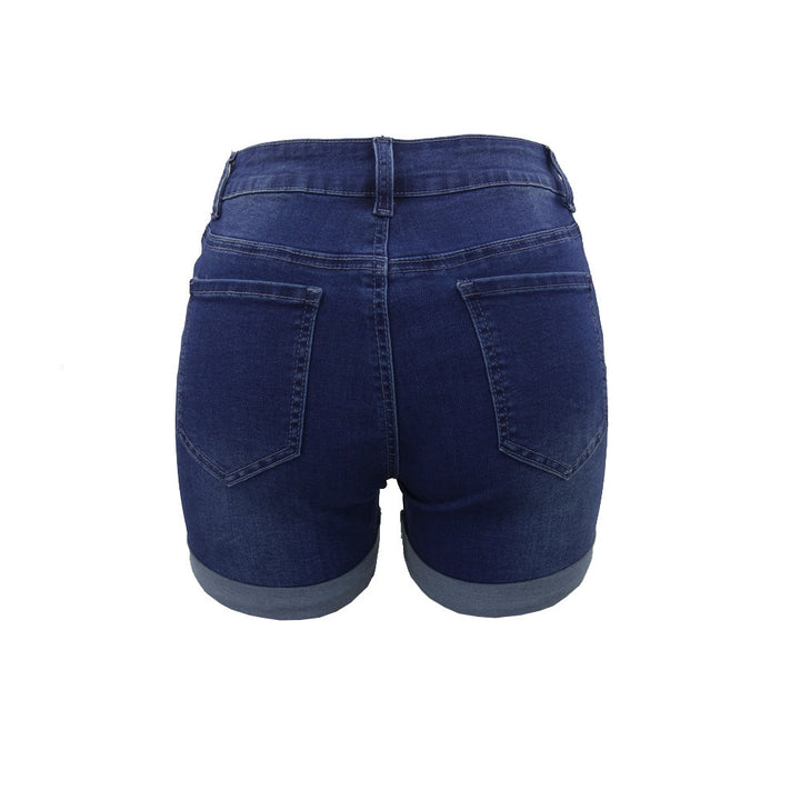 Dame jeans-shorts med høj talje og opsmøgede kanter Stilla