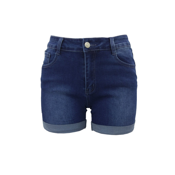 Dame jeans-shorts med høj talje og opsmøgede kanter Stilla