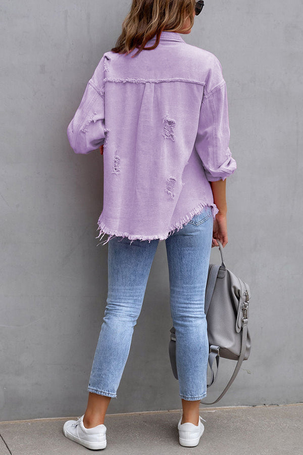 Stilla | Thinking Out Loud Lommer Frayed Denim Shacket