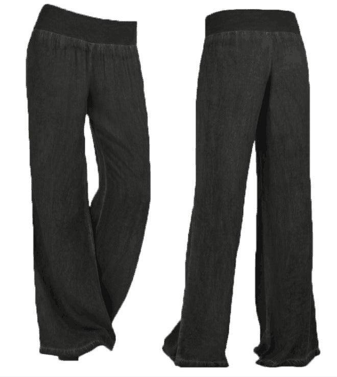 Kvindernes løse flydende bukser med elastisk talje og fashionabel denimlook Stilla