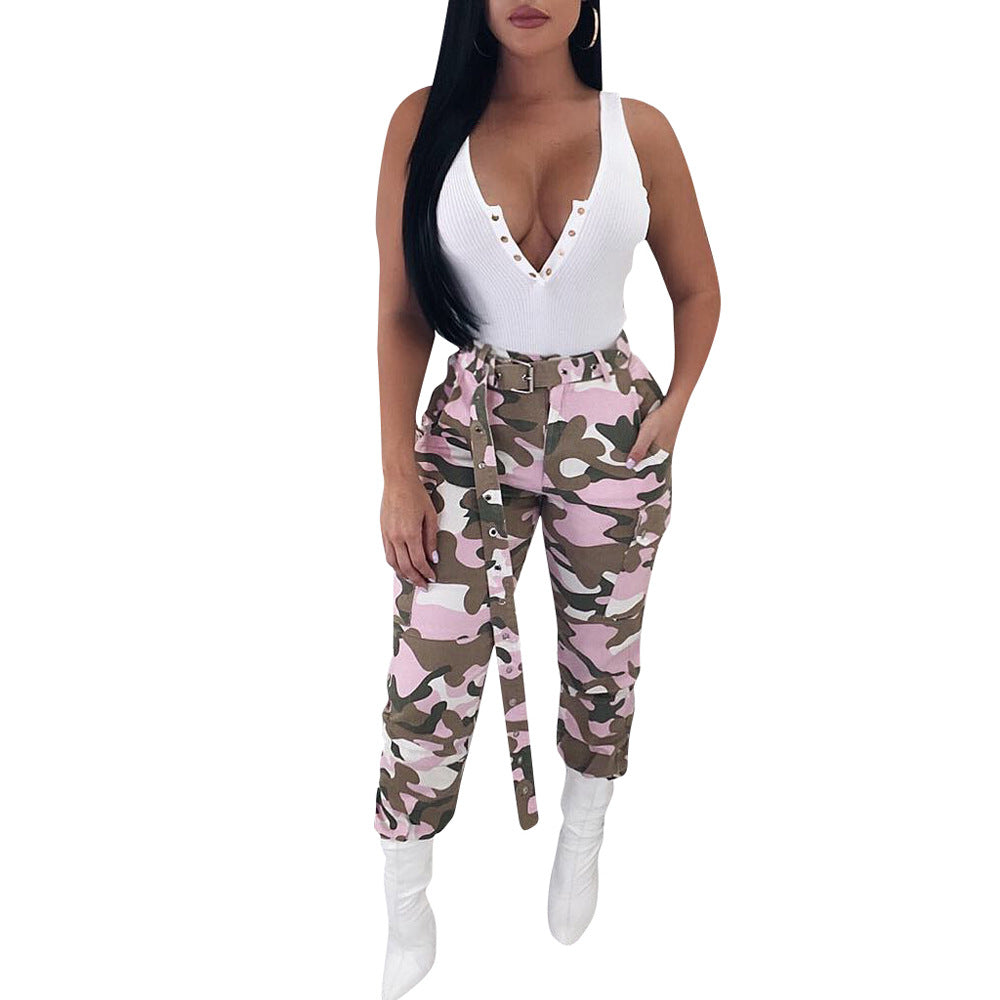 Dame Modet Crop-T-Shirt og brede Leopardbukser Sæt Stilla