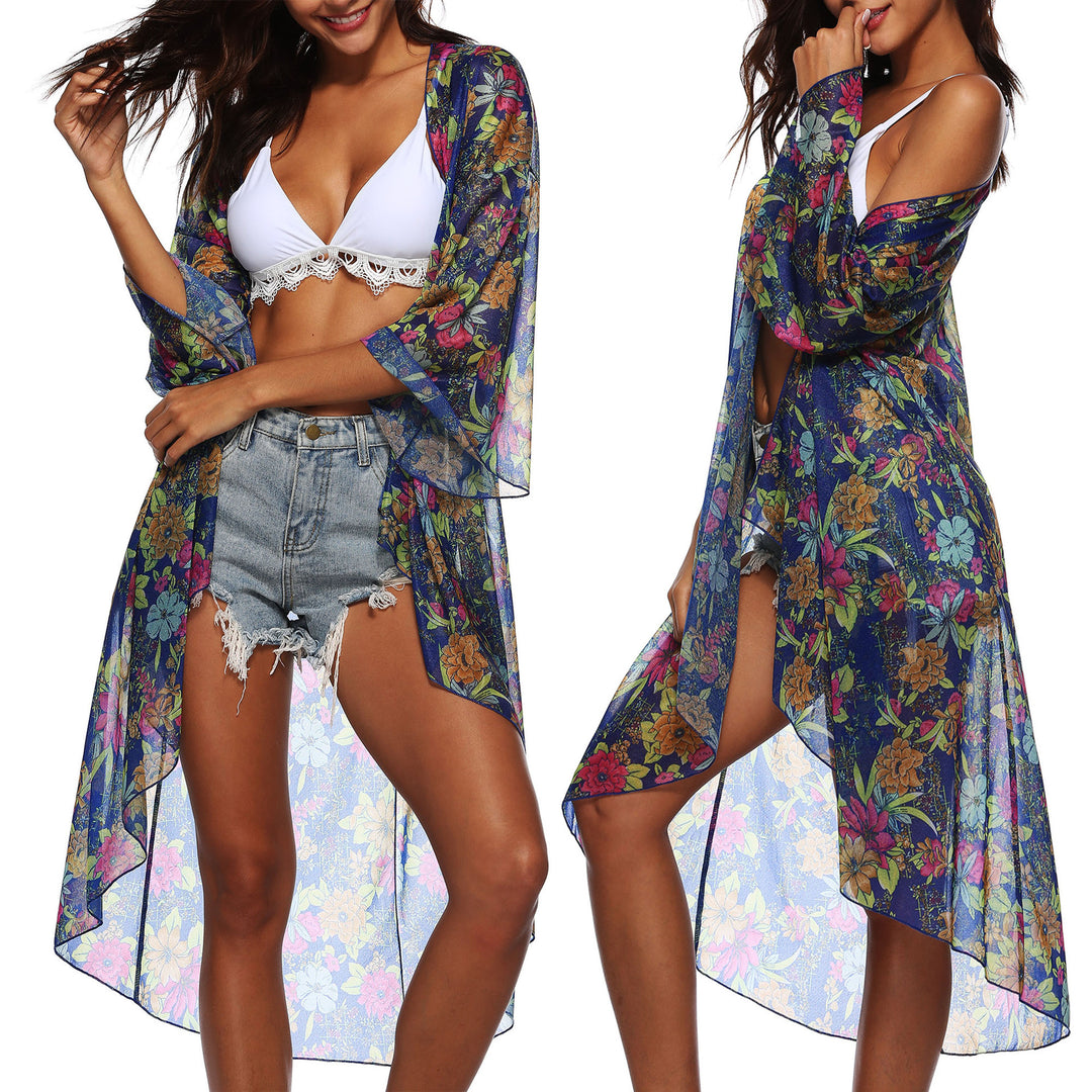 Kvinder Let Floral Svømmebeklædning Kimono Stilla