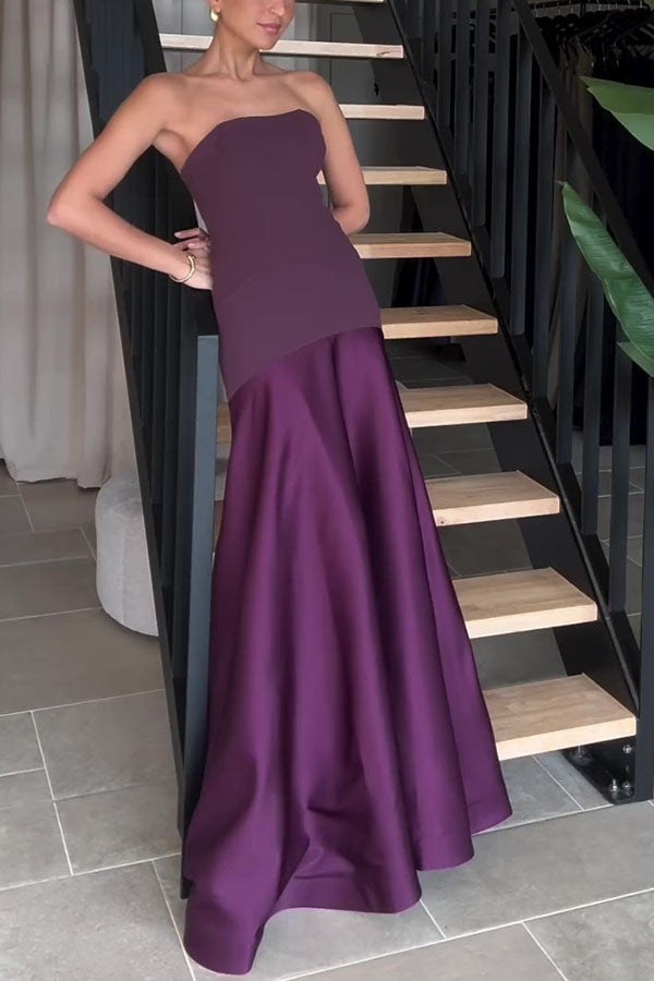 Stilla | Elegant Langt Stropkjole Med Bustier Og Vidde Udsvingende Skørt