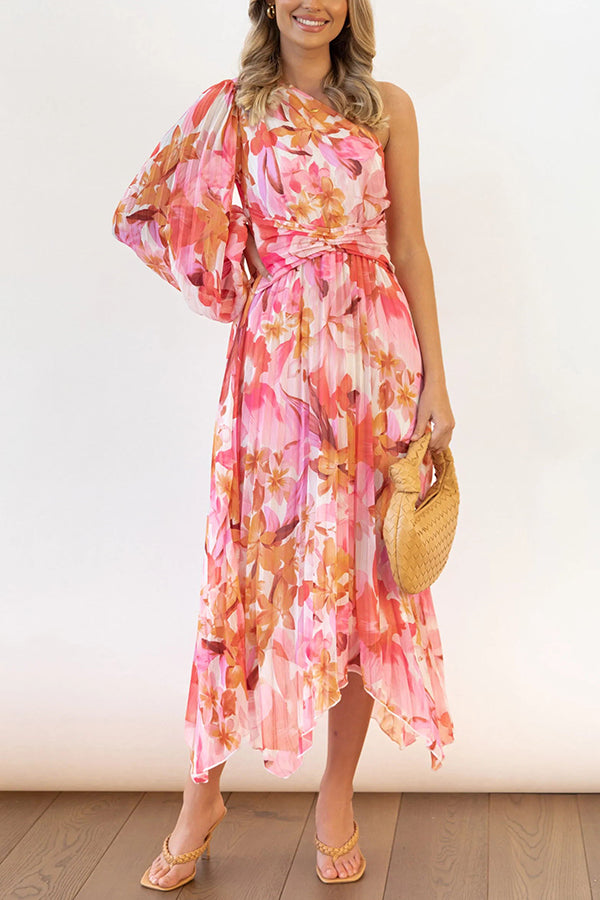 Stilla | Bloom Your Own Way One Shoulder Plisseret Midi Kjole
