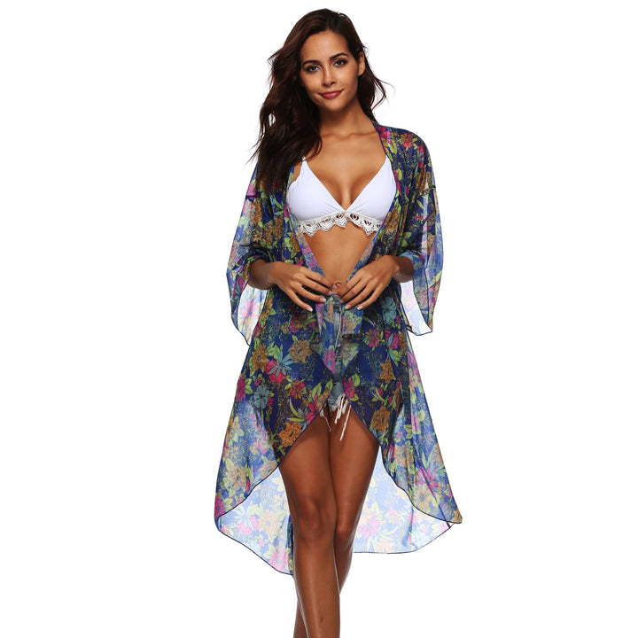 Kvinder Let Floral Svømmebeklædning Kimono Stilla