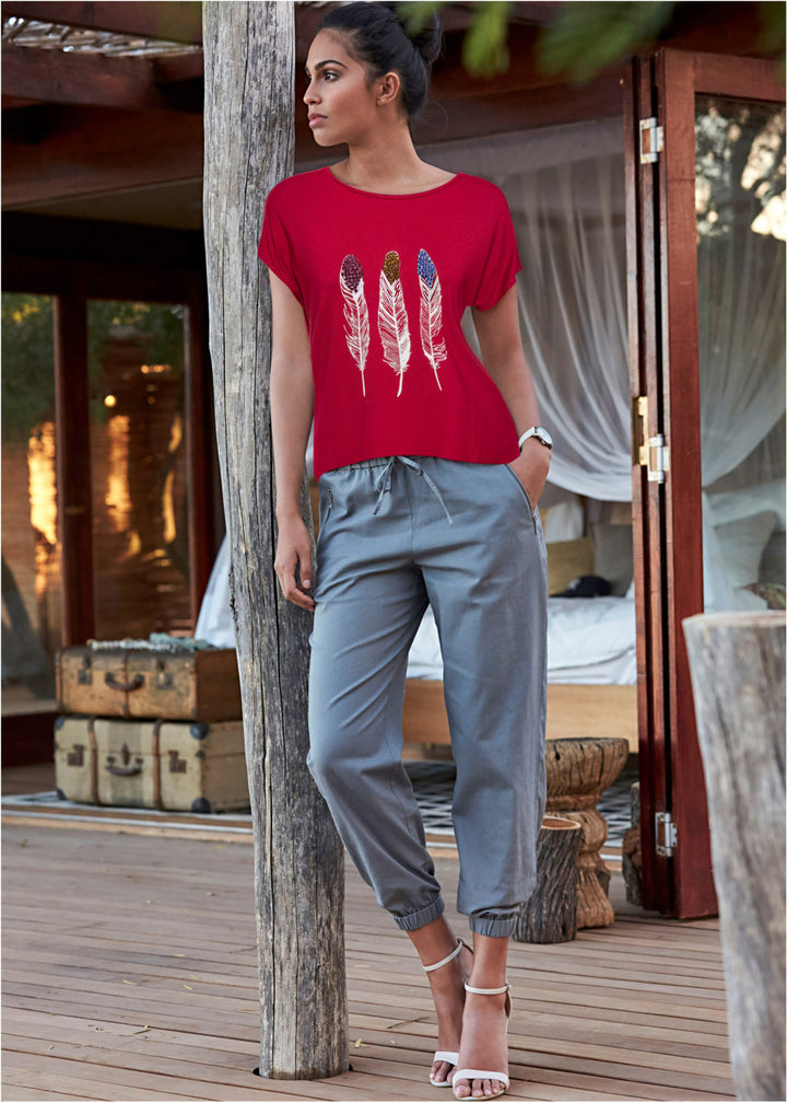 Dame Fritids Grafik T-Shirt Stilla