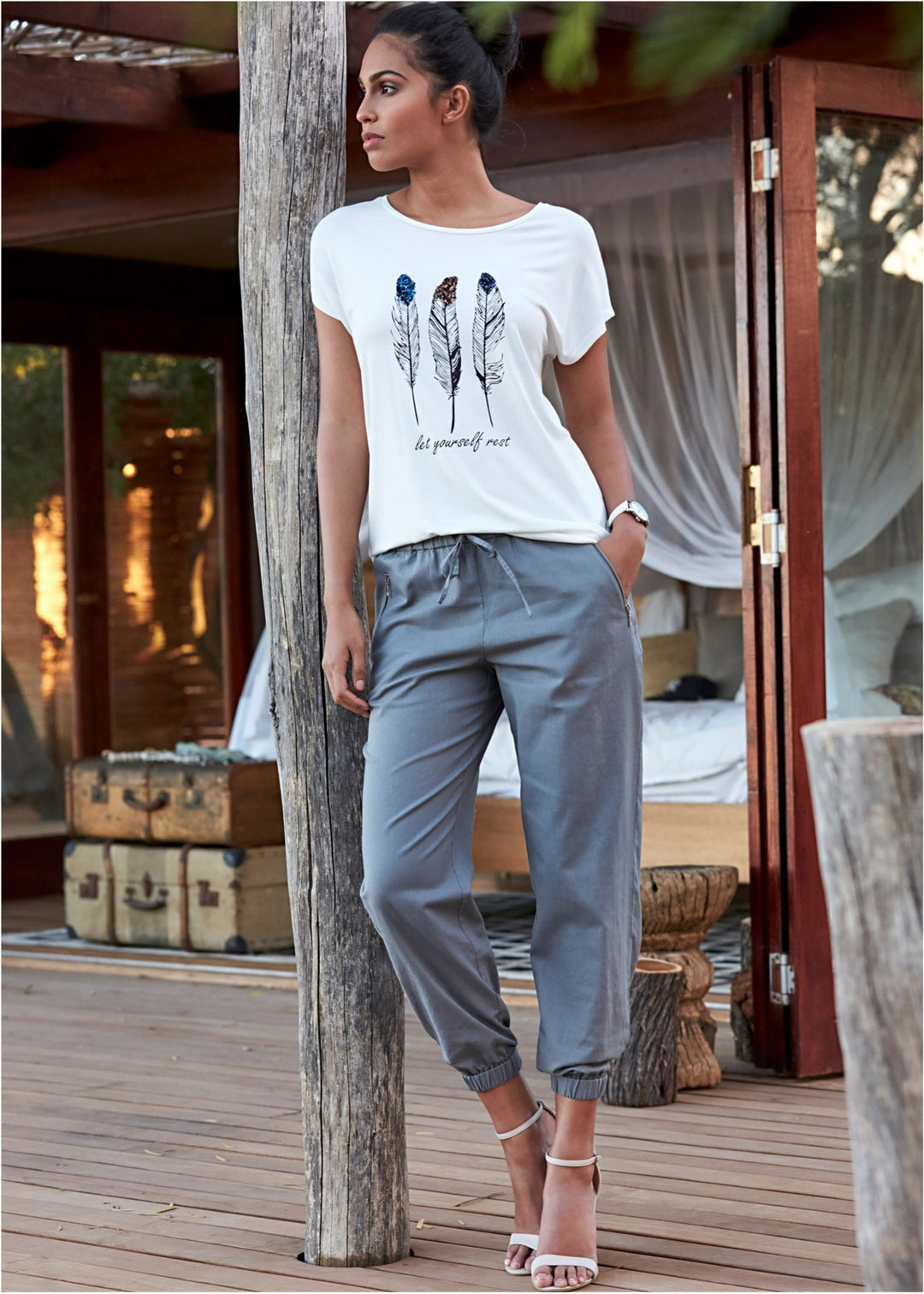 Dame Fritids Grafik T-Shirt Stilla