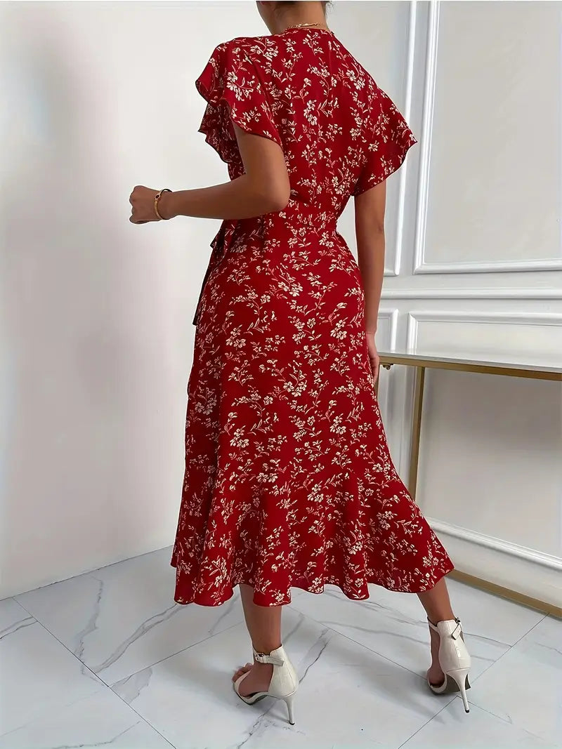 Stilla | Elegant Kuvertrække Kjole Med Blomsterprint