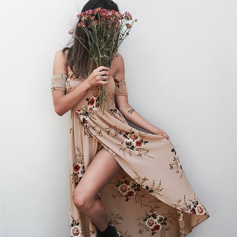 Dame Off-Shoulder Strandkjole med blomstermønster og flydende snit Skovae