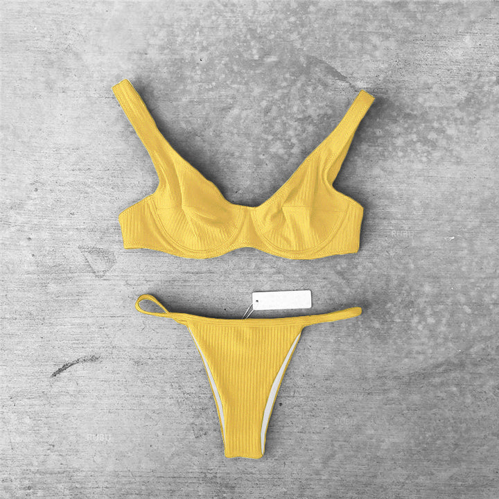 Dame Sport-Bikini-Sæt med let polstret top og høj udskæring Stilla