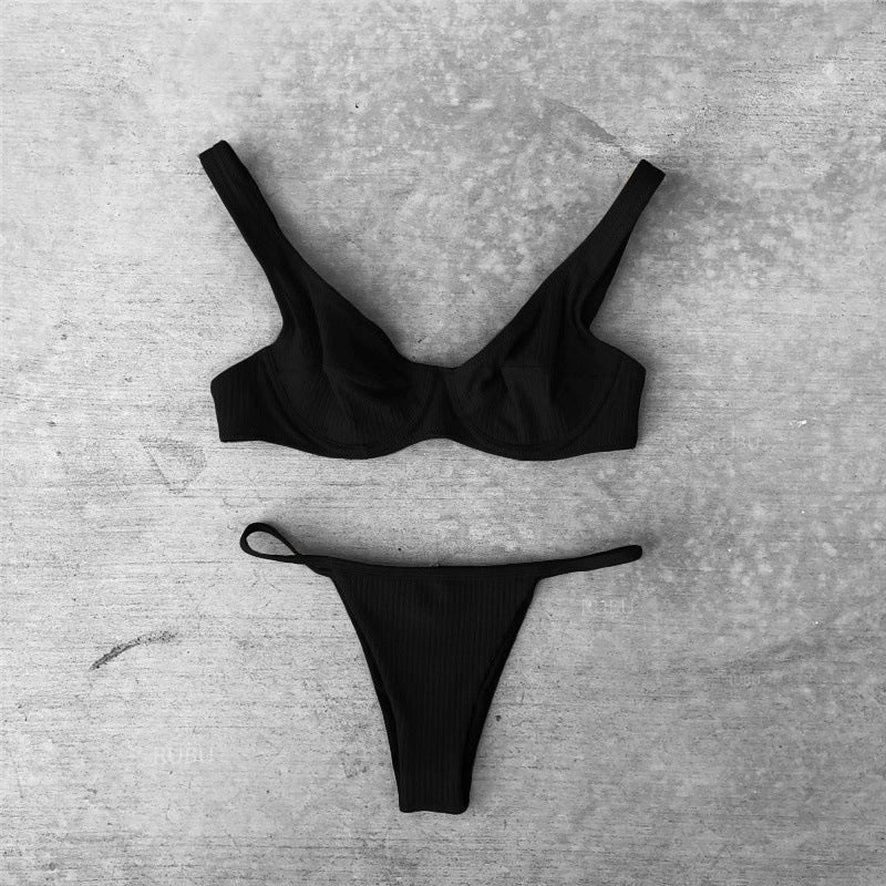 Dame Sport-Bikini-Sæt med let polstret top og høj udskæring Stilla
