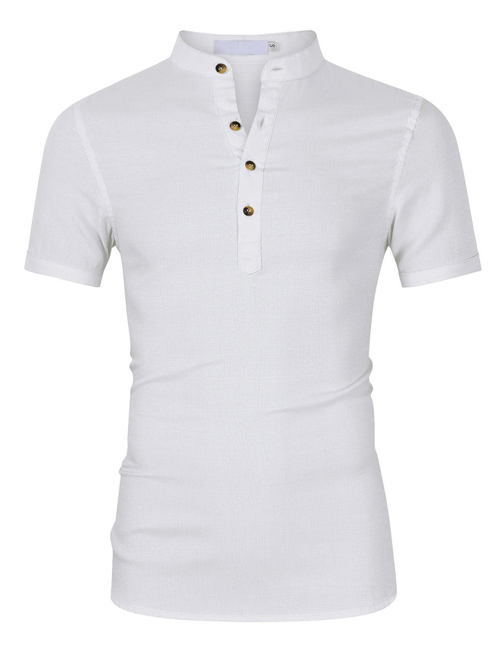 Herrer Kortærmet Henley-Shirt med moderne ståkrave og fin struktur Stilla