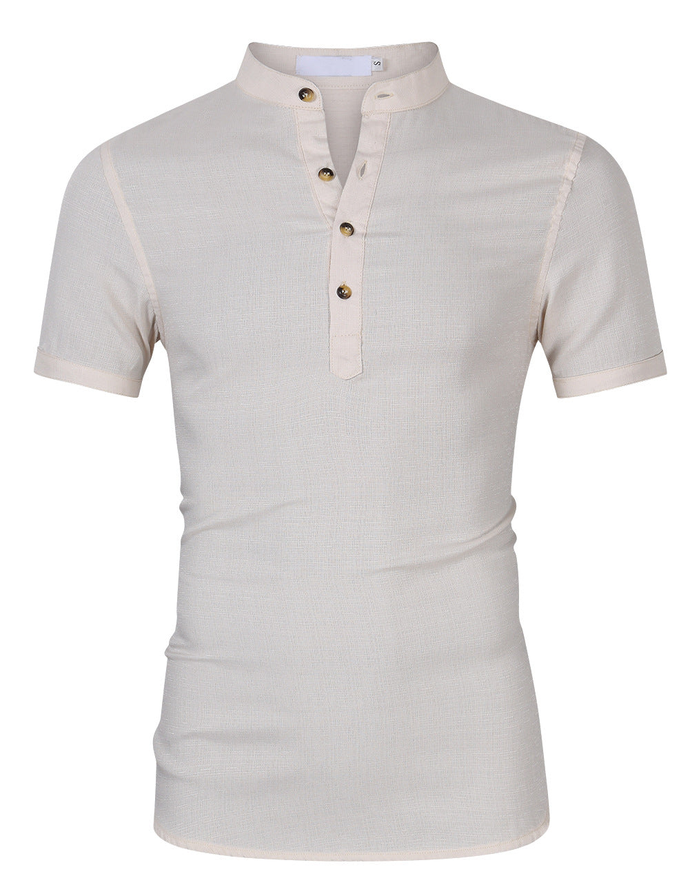 Herrer Kortærmet Henley-Shirt med moderne ståkrave og fin struktur Stilla