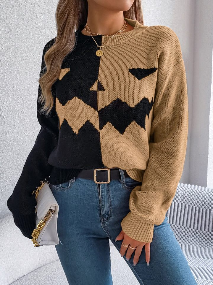 Stilla | Kontrastærmer Pullover med Rundhalset til Trendy Looks