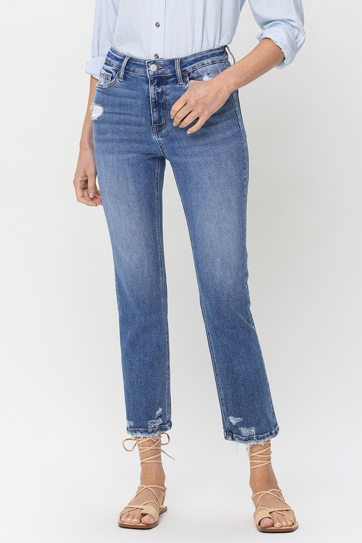 Stilla | Højtaljede Rå Kanten Lige Jeans