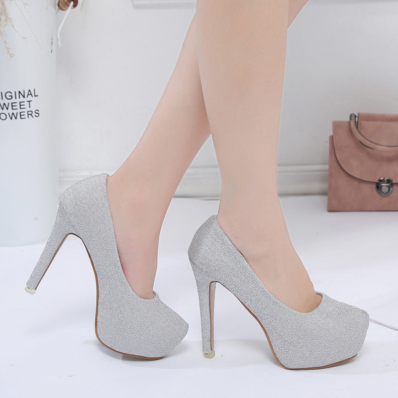 Dame Glitrende High-Heel Pumps med komfortabel plateau og eksklusivt design Stilla