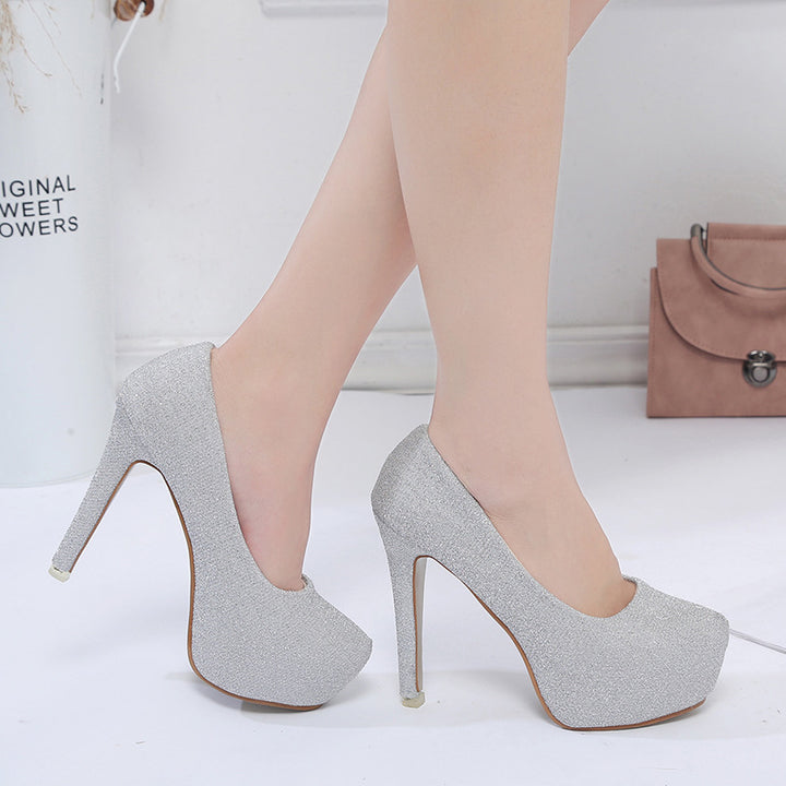 Dame Glitrende High-Heel Pumps med komfortabel plateau og eksklusivt design Stilla