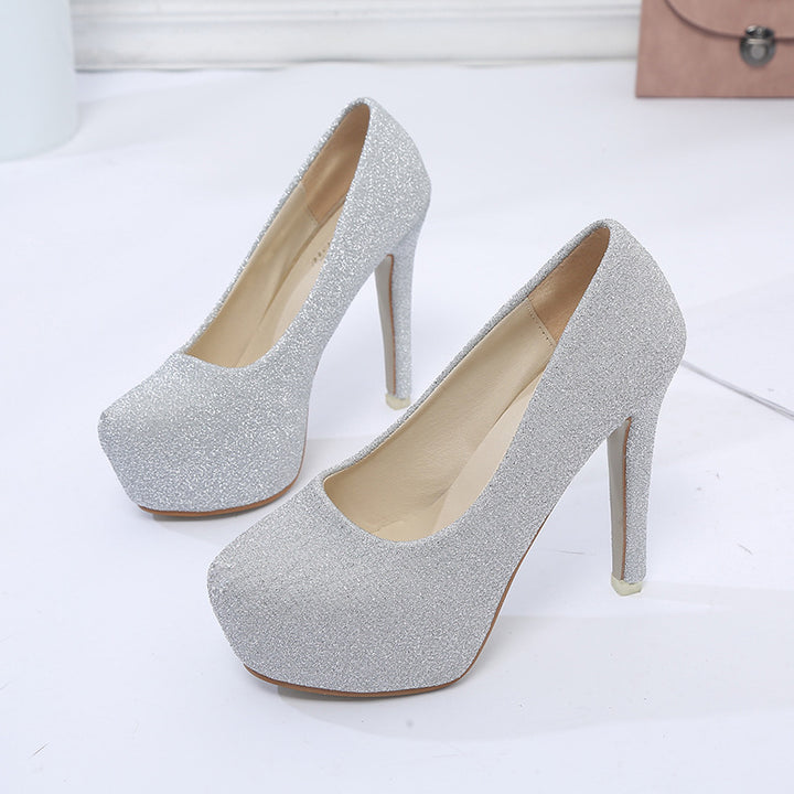 Dame Glitrende High-Heel Pumps med komfortabel plateau og eksklusivt design Stilla
